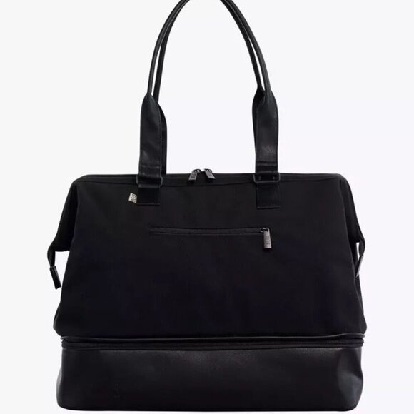 Beis Handbags - BÉIS Weekender Bag Black Faux Leather Canvas Travel Tote